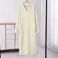 thumbnail image 2 of Jopfuhed Womens V-Neck Fleece Robes Fluffy Plush Bathrobe Long Housecoat with Pockets Winter Warm Cozy Loungewear Sleepwear, 2 of 7