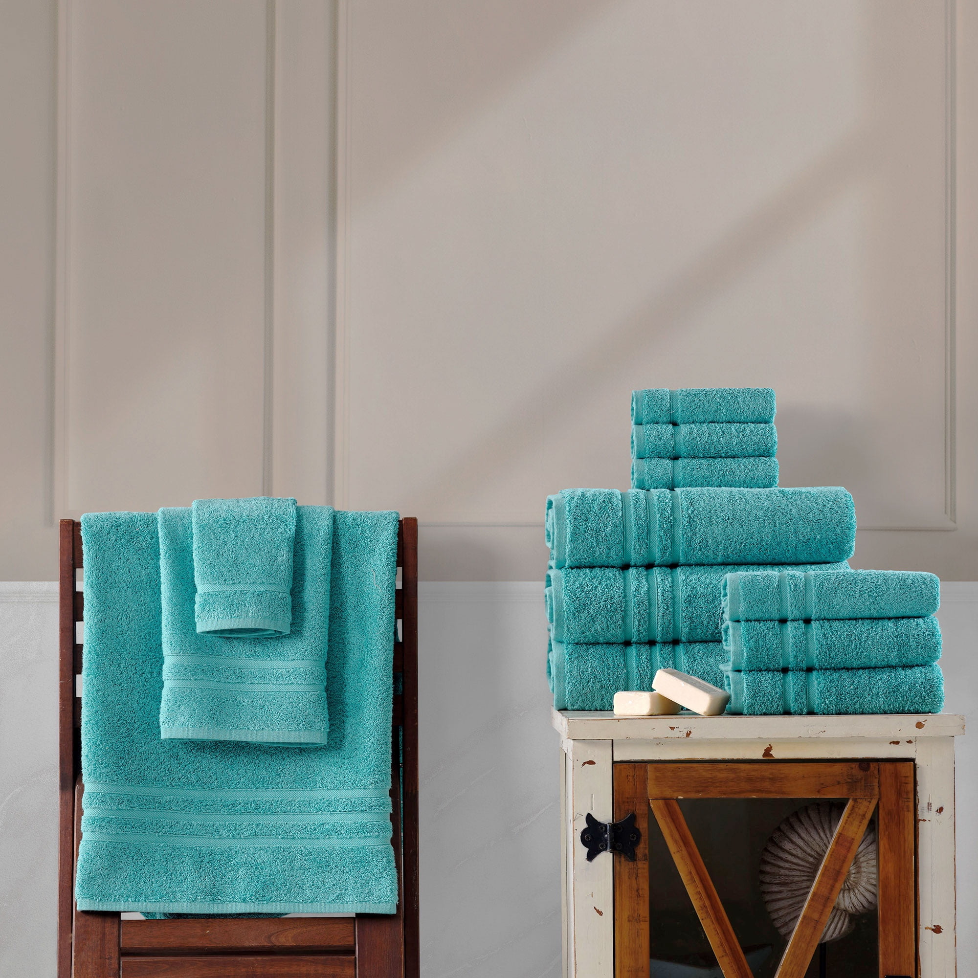 Jumbo Large Bath Sheets Towels 2 Pack Soft and Absorbent, 100% Cotton Towels (Teal Turquoise, Bath Sheet)