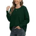 thumbnail image 2 of Aiyino Women Crewneck Batwing Sleeve Oversized Side Slit Ribbed Knit Pullover Sweater Top, 2 of 5