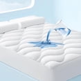 thumbnail image 1 of Waterproof Mattress Protector Queen - Noiseless Soft Fluffy Queen Size Mattress Pad, Washable Quilted Cooling Topper with 8-21 Inches Deep Pocket, Breathable Bed Cover, White, 1 of 8