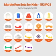 KFFKFF Marble Run Set, 153 Pieces Including Motorized Lift, Accompanied by 30 Plastic Marbles, Brain-Boosting Marble Labyrinth Construction Game, Educational Racing Track STEM Plaything