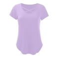 thumbnail image 5 of Purple Women's Short Sleeve T-shirt, Womens Summer Tops V Neck Short Sleeve Basic Plain Tee T Shirt,Women's Short sleeve T-shirt XL, 5 of 5