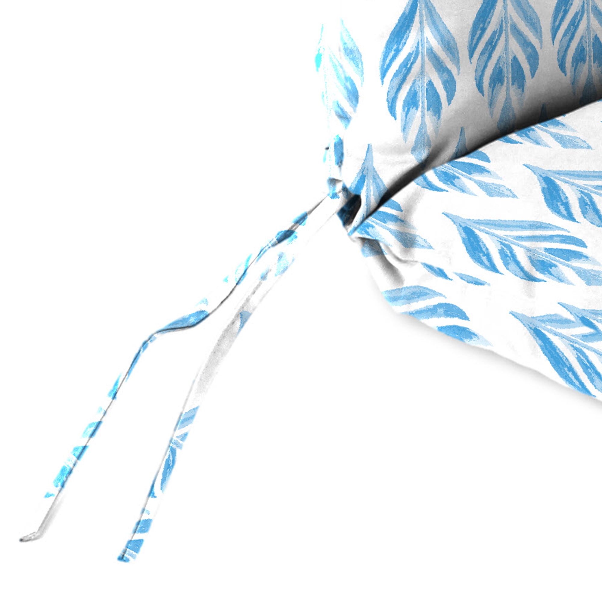 Jordan Manufacturing 45" x 22" Marvel Azure Blue Leaves Rectangular Outdoor Chair Cushion with Ties and Hanger Loop