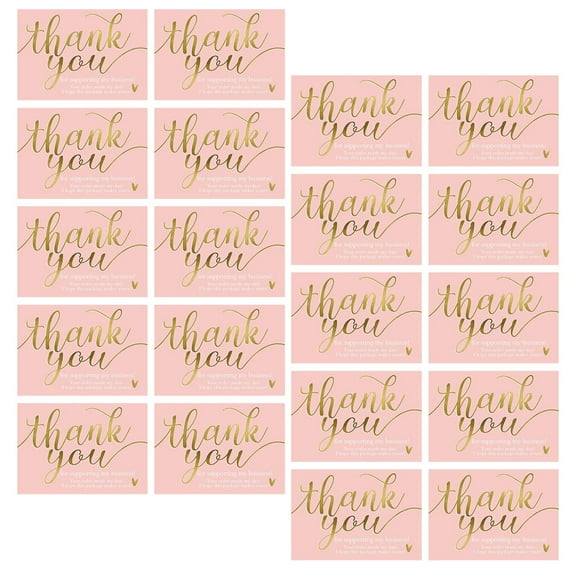Baluue 50Pcs Pink Thank You Cards Wedding Elegant Design For Small Business Activities