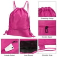 thumbnail image 4 of Uxcell Drawstring Backpack Bags Drawstring Gym Bag with Zip Pocket for Women Men Rose Red, 4 of 5
