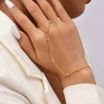 thumbnail image 2 of Hand Chain Bracelet Ring Bracelet(Golden),Finger Ring Bracelet Hand Chain for Women Trendy Jewelry(16cm), 2 of 5