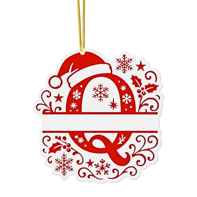Adornos Navideños con Monograma Acrílico de 26 Letras y Gorro de Papá Noel | Adornos Navideños 2D para Manualidades | Adornos con Letras Colgantes para Decorar El Hogar, La Chimenea, La Puerta y La V