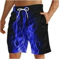 thumbnail image 2 of QATAINLAV Men's Shorts Casual Classic Fit Drawstring Beach Shorts Fashion Flame Print Workout Shorts with Pockets Hawaiian Big and Tall Board Shorts Blue XL, 2 of 5