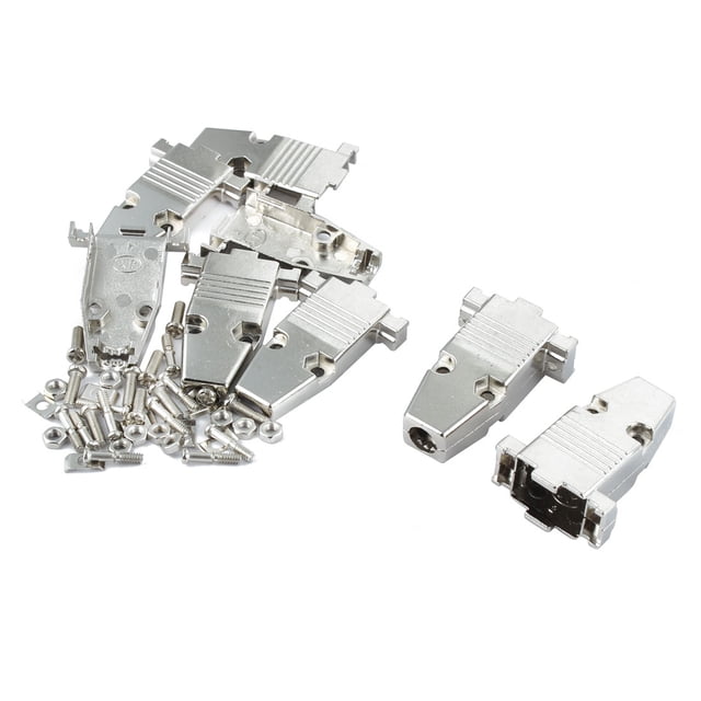 5 Sets Silver Tone DB9 Connector Covers Metal Shell Case Housing Protector for D Sub DB9 Connector