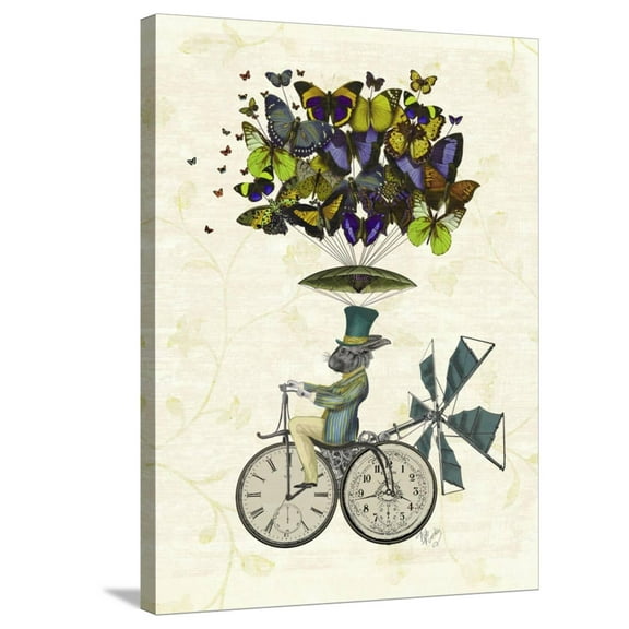 Art.com Time Flies Rabbit Stretched Canvas Print Wall Art by Fab Funky, 24" x 32"