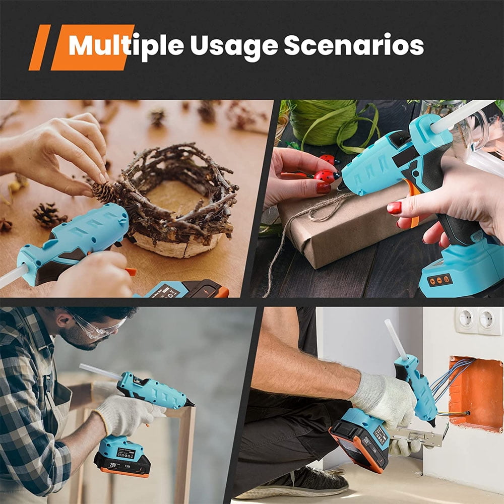 MesaSe 20V Temp Adjust Cordless Glue Gun, LCD Digital Display Fast Heating Glue Gun, Full Size Heavy Duty Hot Glue Gun Kit (Battery Included)