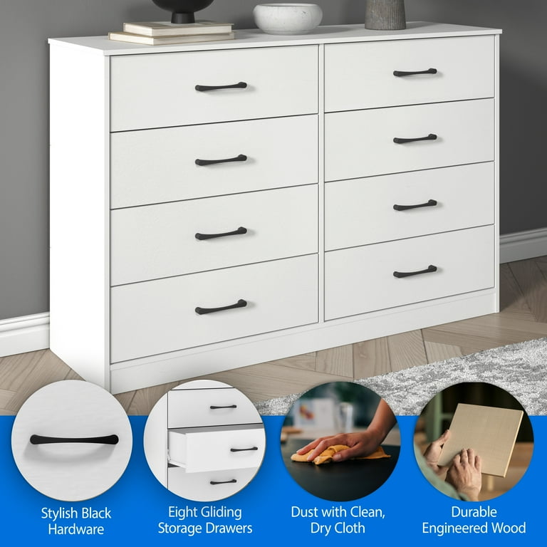 Mainstays Ardent 8 Drawer Dresser, 53" Wide, White - Walmart.com Mainstays Ardent 8 Drawer Dresser, 53" Wide, White - Walmart.com