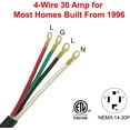 thumbnail image 5 of Clear Power 6 ft 10/4 SRDT, Indoor Dryer Cord, 4-Wire 30 Amp, Black, CP10019, 5 of 5