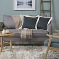 thumbnail image 4 of SoHome Linen Fringed Throw Pillow Covers 18x18, Decorative Couch Pillow Covers, Pack of Two, 18x18, Denim, 4 of 7