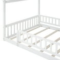 thumbnail image 5 of Full Size House Bed Solid Wood Floor Bed Frame with Fence Guardrails and Roof Montessori Bed Playhouse Bed for Children Girls and Boys, White, 5 of 7