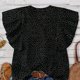 thumbnail image 4 of Tops de Color Sólido para las Mujeres Blusas de Cuello en V Manga Corta Plisada, Botón de Moda Casual, 4 of 9