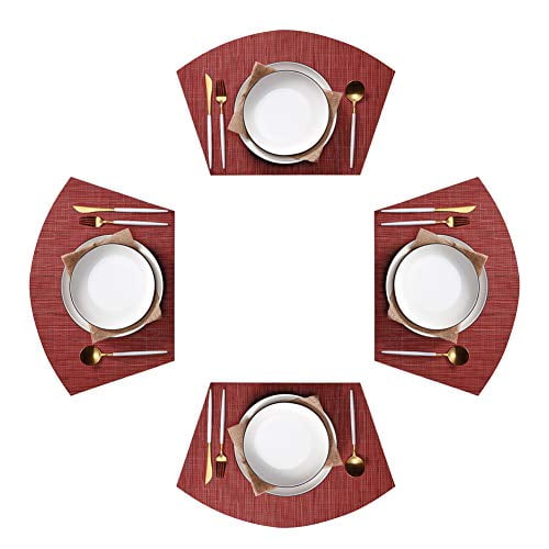 Jutao Round Table Placemats Set Of 4 Wedge Washable Mats For Kitchen Red Pcs Com Jutao Round Table Placemats Set Of 4, Round Table Placemats Set