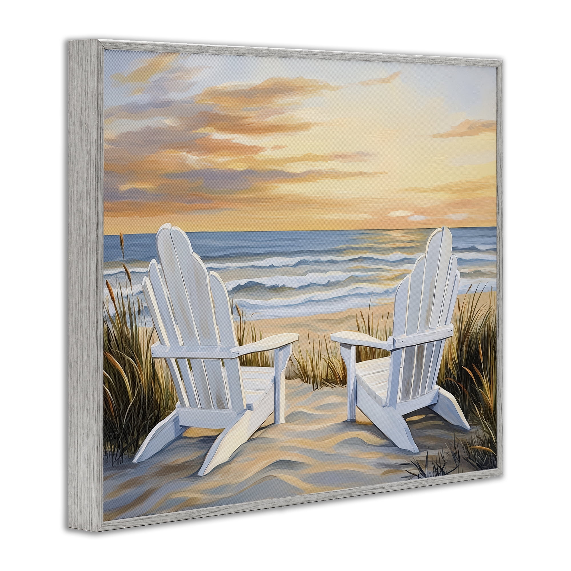 Stupell Industries Wave Watching Spot at Sunset Gray Framed Giclee Art, design by Petal Prints Design