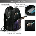 thumbnail image 4 of Fotbe Purple Flower Lazy Cat Mochila con Estampado y Puerto USB para Hombre y Mujer, Mochila Antirrobo, Mochila de Viaje, Mochila Escolar, Mochila Universitaria, 4 of 7