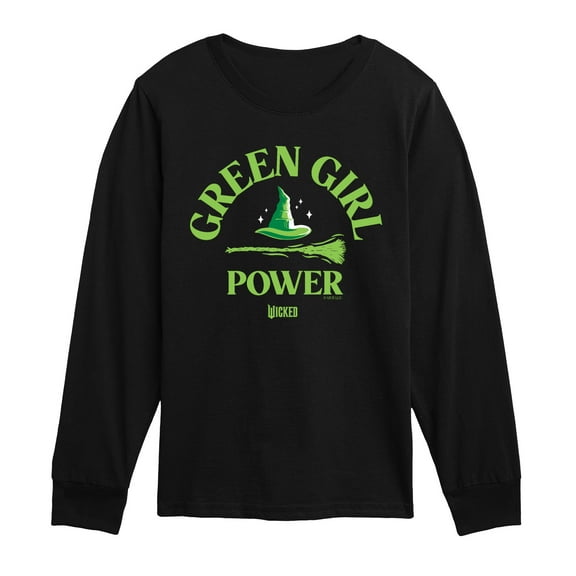 Wicked - Green Girl Power - Youth Long Sleeve Graphic T-Shirt