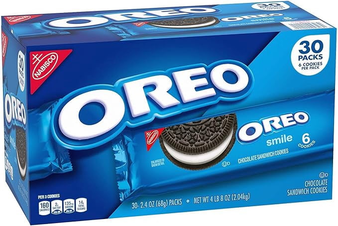 Oreo Chocolate Sandwich Cookies, 30 Count Box, 2 oz Snack Packs