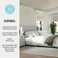 thumbnail image 4 of Martha Stewart Kay King Upholstered Platform Bed with Channel Stitched Wingback Headboard and Cushioned Siderails, Wood Slat Foundation, No Box Spring Needed, Gray, 4 of 11