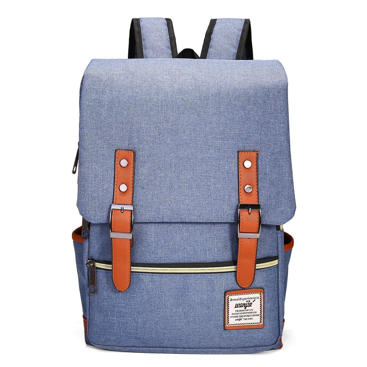 Heavy Duty Canvas Laptop Rucksack Backpack Satchel School Bag Blue/Yellow