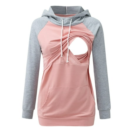 

Tangnade Maternity Clothes Fashion Womens Maternity Long Sleeve Nursing Tops Breastfeeding Hoodie Sweatshirt With Pockets