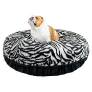 Angle View: Bessie and Barnie Signature Black Puma / Zebra Luxury Extra Plush Faux Fur Bagel Pet/ Dog Bed