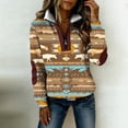 thumbnail image 5 of Western Aztec Style Full Zip Hoodless Sweatshirt Long Sleeve Pullover Casual Streetwear Top for Ladies,Coffee,S, 5 of 7