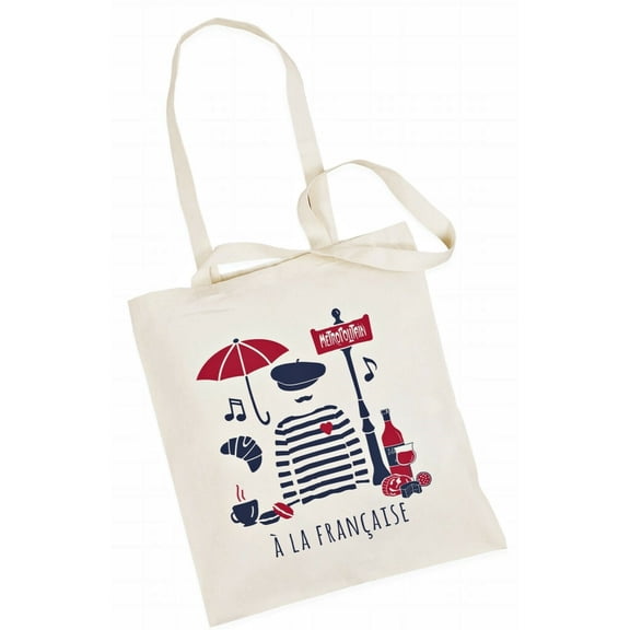 Tote Bag - A La Franciase (Le Marchew Beret) - 100% Cotton - 23.6" x 14"