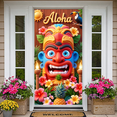 thumbnail image 4 of Decorative Design Aloha Tiki Mask Banner Tropical Flowers Wooden Background for Hawaiian Party Luau Celebration Summer Event, 4 of 7