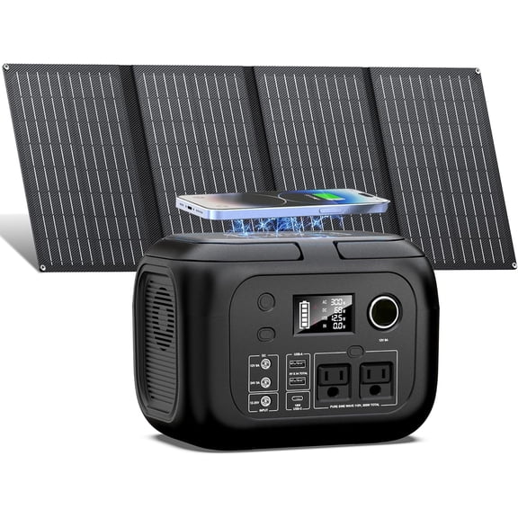 300W 260Wh Portable Power Station with Solar Panels 40W Solar Generator with AC Outlet 110V for Outdoor Garden Travel Camping RV