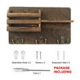 thumbnail image 6 of Wall Mounted Mail Holder Wooden Key Holder Rack Mail Sorter Organizer with 4 Double Key Hooks and A Floating Shelf Rustic Home Decor for Entryway or Mudroom, 6 of 7