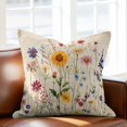 thumbnail image 3 of Spring Floral Pillow Covers 18x18 Inch, Vintage Pastoral Rustic Botanical Flowers Linen Pillowcase with Invisible Zipper, Decorative Throw Pillow Covers Cushion Case for Couch Sofa Bed Living Room, 3 of 9