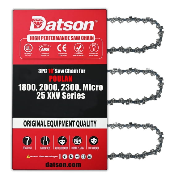 3PACK,10 Inch Chainsaw Chain 3/8" LP Pitch .050" Gauge 40 Drive Links Fits FOR POULAN : 1800, 2000, 2300, Micro 25 XXV Series