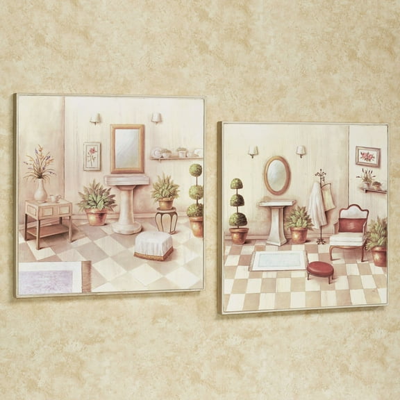 Soothing Retreat Bath Wall Art Cream Set of Two 2