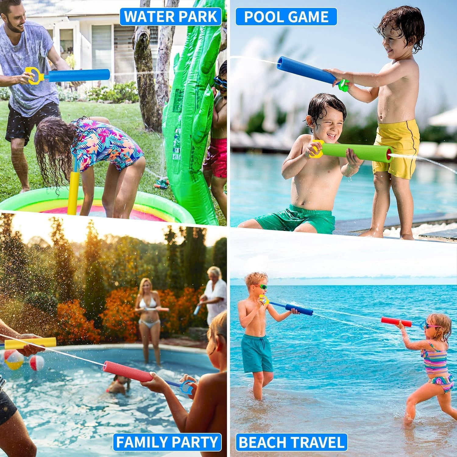 6 Pack Foam Water Blaster Squirt Guns Outdoor Summer Play