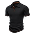 thumbnail image 6 of HomeDM Collared V-Neck Shirts for Men Short Sleeve Button Summer Golf T-Shirt for Casual Work, Black Size M, 6 of 8