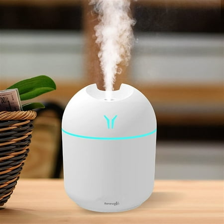 

Renewgoo GOO2O Mini Humidifier with Ultrasonic Cool Mist Air and Super Quiet Operation with LED Night Lights for any Bedroom Nursery Home Office Car or Hotel White