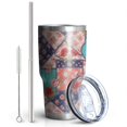thumbnail image 2 of 30oz Pioneer Flower Floral Print Pattern Tumbler, Double Wall Vacuum Insulated Cup, BPA-Free Leak Proof Lid & Reusable Straws, Hot 12h, Cold 34h, 2 of 6