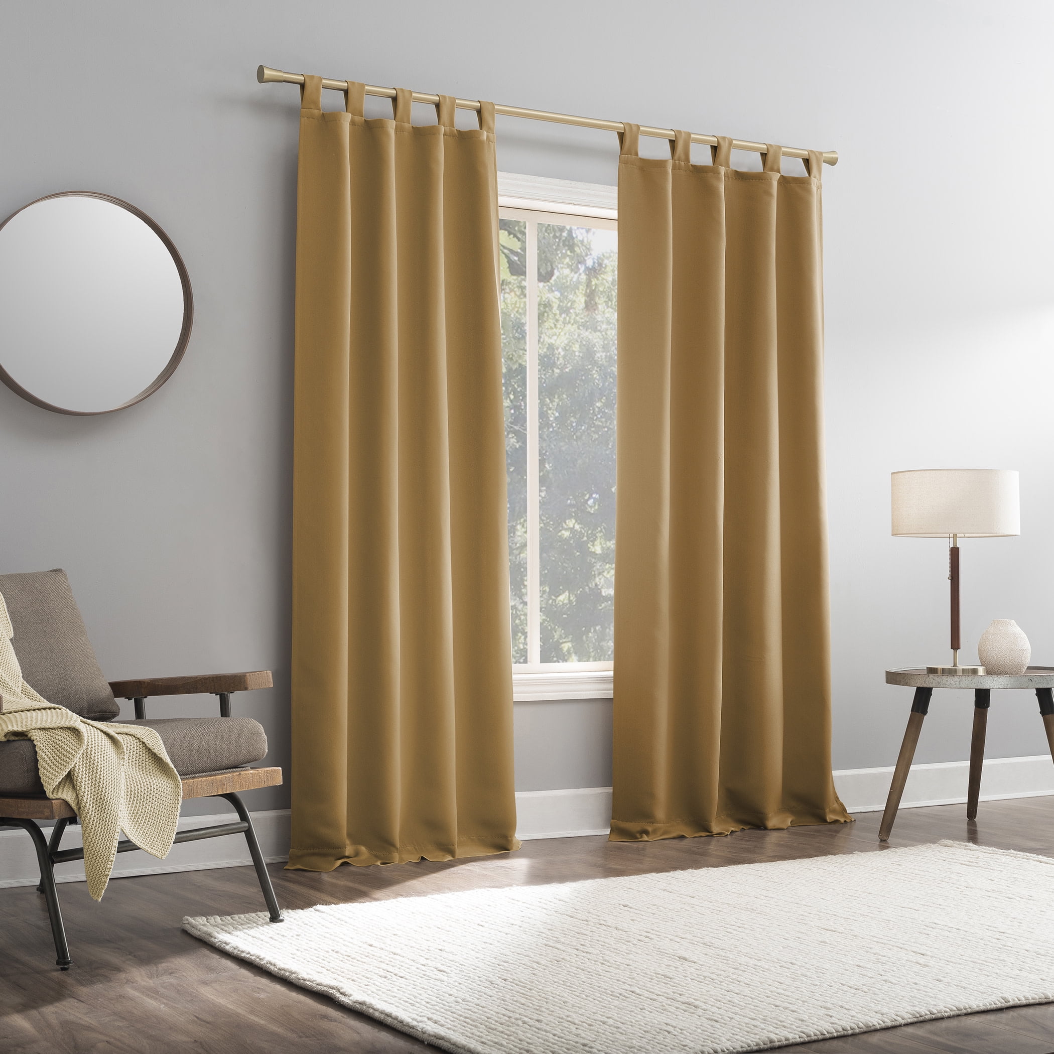 Sun Zero Brant 1-Piece Energy Saving Blackout Tab Top Curtain Panel, 40"x95", Gold