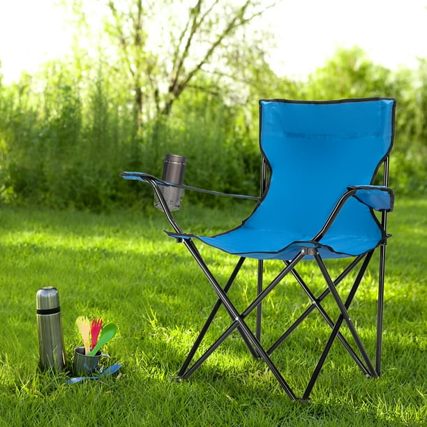 COOKCOK Small Camp Chair Iron Pipe 600D Oxford Cloth 18.5 D x 16.5 H x 19.7 W 230lbs Blue