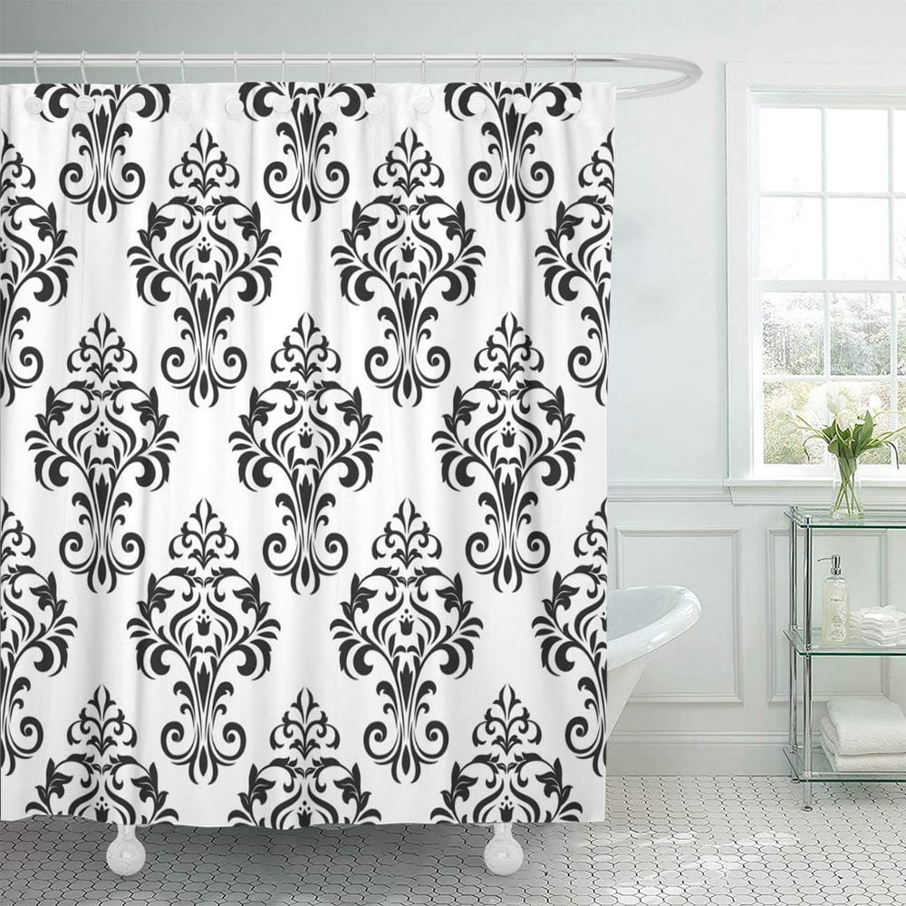 KSADK Ornate Damask Floral Pattern Royal Flowers on Black and White
