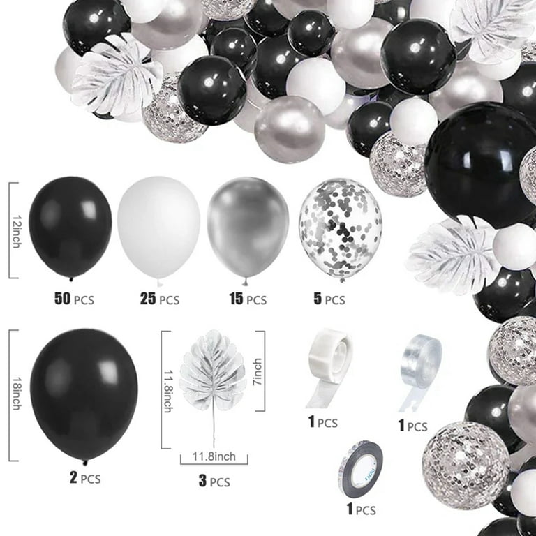 60 ballons or noir confettis arche kit,40 ballon or et noir latex