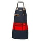 thumbnail image 2 of Delantal de chef Delantal de peluquería Delantal de barbero multifunción Delantal de para cosmetólogo Cafetería Lavavajillas Cocina , Azul con rojo, 2 of 9