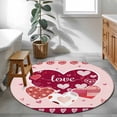 thumbnail image 3 of Round Rugs 3.3Ft, Light Pink Valentines Day Round Area Rug Washable Indoor Throw Carpet, Love Hearts Romantic Farmhouse Soft Non Slip Circle Rug for Laundry Room Patio Home Decor Aesthetic, 3 of 8
