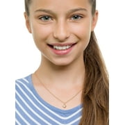 Brilliance Fine Jewelry Girl’s 14K Yellow Gold Puff Heart Pendant, 16” Chain