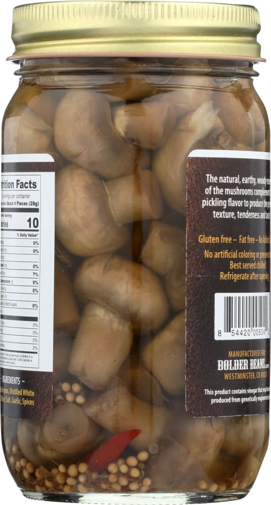 Bolder Beans Pickled Mushrooms 16 oz (Pack Of 6)