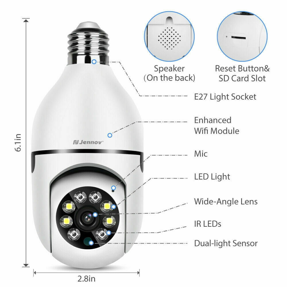  Jennov 3MP Light Bulb Security Camera Wireless